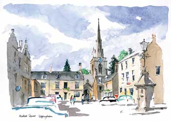 A large picture of Market Square, Uppingham